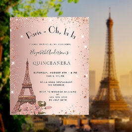 Quinceanera Rose gold Paris Einladung Flyer