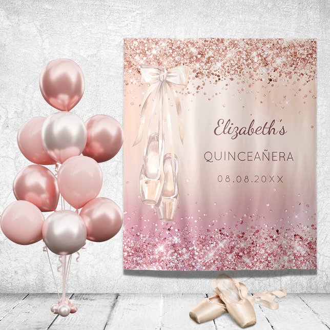 Quinceanera Rose Gold Rosa Glitzer Ballerina Wandteppich (Von Creator hochgeladen)