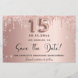 Quinceanera Rose Gold silber Save the Date Karte