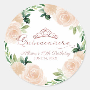 Quinceanera Rose Gold Tiara Rosa Rosa Rosa Runder Aufkleber