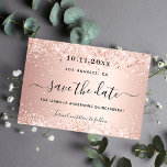 Quinceanera Rose Goldbarren Glitzern Save The Date<br><div class="desc">Ein Save the Date für eine Quinceañera,  15. Geburtstagsfeier. Eine Rose goldener Hintergrund mit Imitat Glitzer,  Glitzern. Personalisieren und fügen Sie Datum und Name/Alter hinzu. Der Text: Save the Date wird mit einem großen angesagten,  handgeschriebenen Stilskript mit Swashes geschrieben.</div>