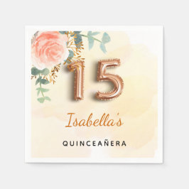 Quinceanera Rose Goldblütenname Serviette