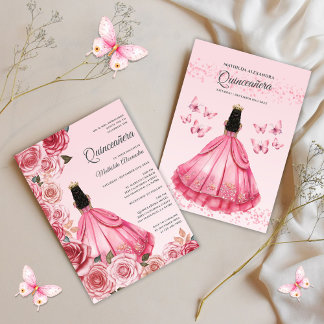 Quinceanera Rose Goldene Mühle Einladung