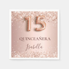 Quinceanera Rose goldrosa Name elegant Serviette