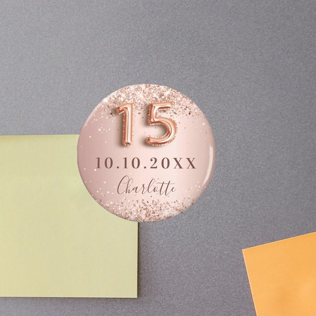 Quinceanera Rose Goldrot Glitzer Save the Date Magnet (Von Creator hochgeladen)