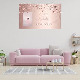Quinceanera Rose Goldsternengold Foto Banner