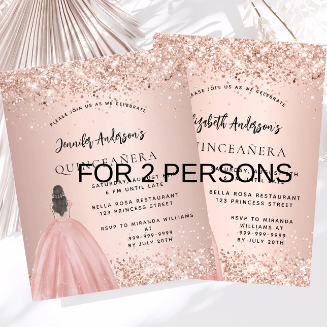 Quinceanera Rose Kleid 2 Girls Einladung (Von Creator hochgeladen)