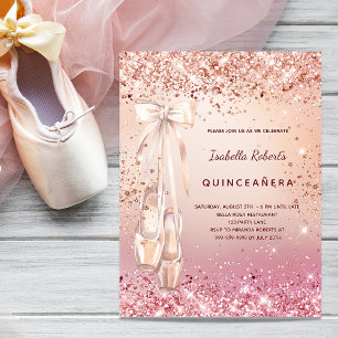 Quinceanera Rose Rosa Ballerina Haushaltseinladung Flyer