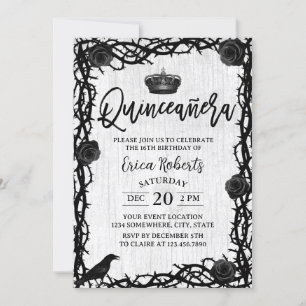 Quinceanera Rose Thorn Dark Fairy Tale Geburtstag Einladung