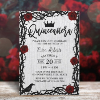 Quinceanera Rose Thorn Elegante Fairy Tale Geburts Einladung