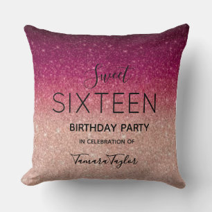Quinceañera Roségold & Burgund Glitter Luxus Kissen