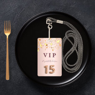 Quinceanera roségold rosa funkelnde Sterne golden Ausweis