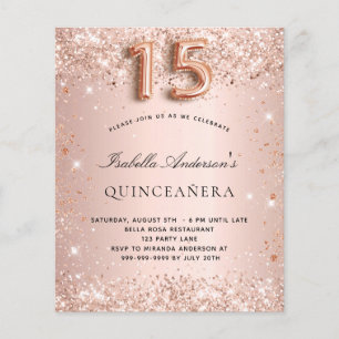 Quinceanera Roségold-Rouge-Wimpern Glitter Budget Flyer