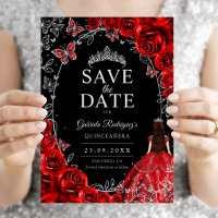 Quinceanera Rot Silber Schwarz