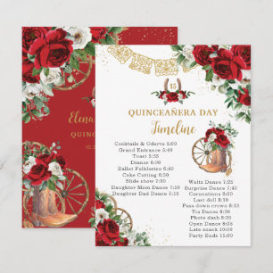 Quinceañera Rot Weiße Florale Charro Stiefel Zeits