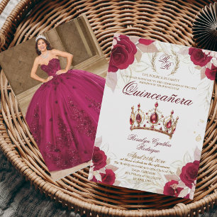 Quinceanera Rote Rosen Foto 15. Geburtstag Einladung