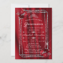 Quinceanera-Rote Rosen und Silberner Glitzer