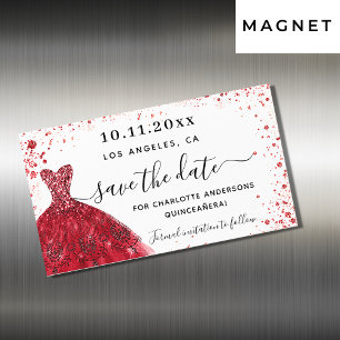 Quinceanera rotes weißes Kleid speichern Datums-Ma Magnetkarte