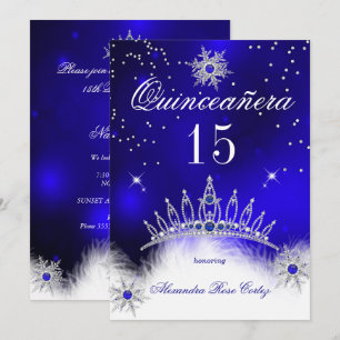 Quinceanera Royal Blau Schneeflocke 15. Geburtstag Einladung