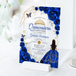 Quinceanera Royal Blue Gold Dress Acryleinladungen