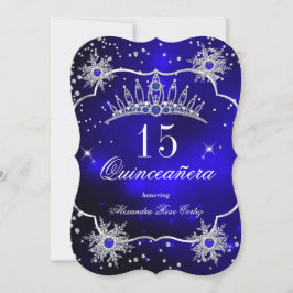 Quinceanera Royal Blue Snowflake Tiara 15. Party Einladung