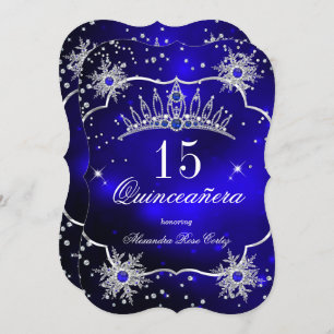 Quinceanera Royal Blue Snowflake Tiara 15. Party Einladung