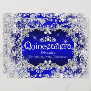 Quinceanera Royal Blue Tiara Winter Wonderland Einladung