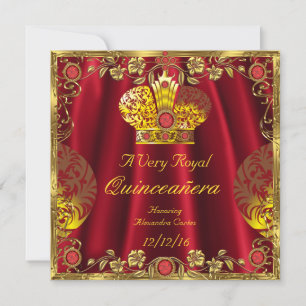 Quinceanera Royal Red Gem Gold Princess Crown 5 Einladung