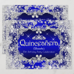 Quinceanera Royalblaue Tiara Winter Wonderland Einladung