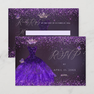 Quinceanera RSVP Butterfly Ultra Violet Kleid Einladung