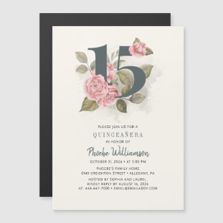 Quinceanera Rustikale Flora 15. Geburtstag Magneteinladung