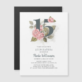 Quinceanera Rustikale Flora 15. Geburtstag Magneteinladung