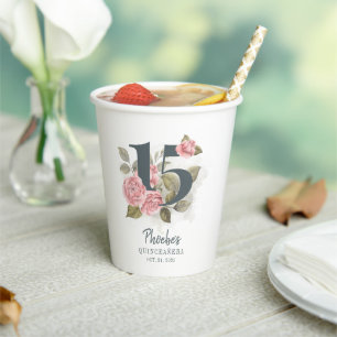 Quinceanera Rustikale Flora 15. Geburtstag Pappbecher