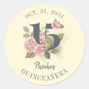 Quinceanera Rustikale Flora 15. Geburtstag Runder Aufkleber