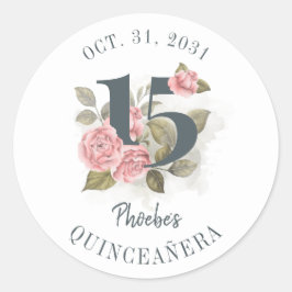 Quinceanera Rustikale Flora 15. Geburtstag Runder Aufkleber