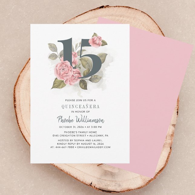 Quinceanera Rustikale Flora Einladung zum 15. Gebu (Quinceanera Rustic Floral 15th Birthday Invitation)