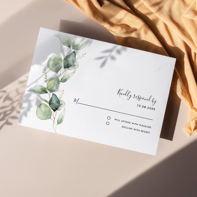 Quinceanera Rustikaler Eukalyptus 15. Geburtstag RSVP Karte (Eucalyptus Greenery Quinceanera RSVP Card)