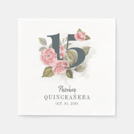 Quinceanera Rustikales Blumenpapier zum 15. Geburt Serviette
