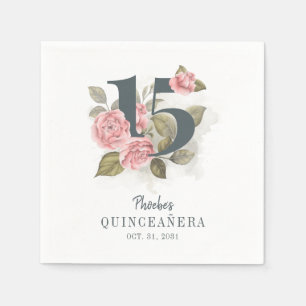 Quinceanera Rustikales Blumenpapier zum 15. Geburt Serviette