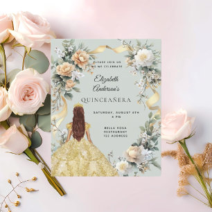 Quinceanera Sali Goldkleid Rose Einladung