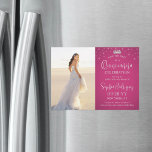 Quinceañera Save the Date Foto Fuschia Pink Magneteinladung<br><div class="desc">Erzählen Sie die freudige Nachricht von einer bevorstehenden Quinceañera Feier mit schicken modernen Foto Save the Date magnetischen Einladungen. Das Bild und alle Formulierungen auf dieser Vorlage sind einfach zu personalisieren, und die Magnetunterlage macht sie für Familie und Freunde leicht zu zeigen. Die Farben und Stile des Schriftartes lassen sich...</div>