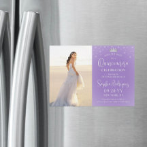 Quinceañera Save the Date Foto Lila Violett Sterne