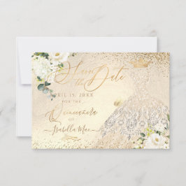 Quinceanera Save the Date Gold Imitate Glitzer Goi Einladung