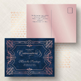 Quinceanera Save the Date rosa Postkarte