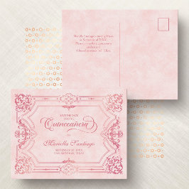 Quinceanera Save the Date rosa Postkarte