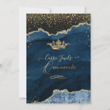 Quinceanera Schieferblauer Achat Faux Goldstaub