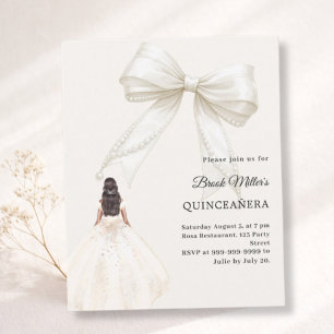 Quinceanera-Schleife Elfenbein Kleid Creme-Einladu