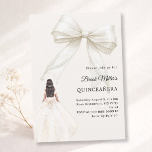 Quinceanera-Schleife Elfenbein Kleid Creme Luxus Einladung