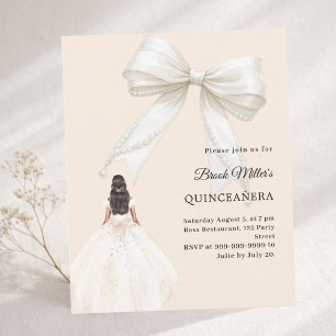 Quinceanera-Schleife Elfenbein-Kleid goldene Einla