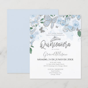Quinceanera-Schmetterling Budget-Einladung - Spani